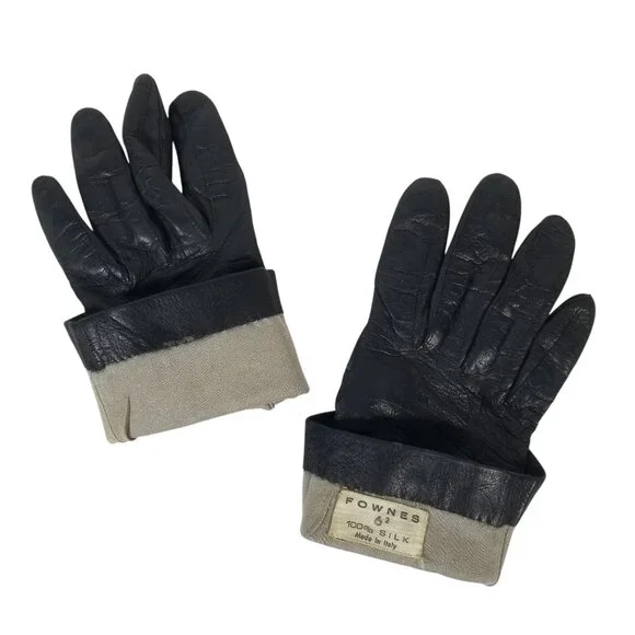 VTG Leather Gloves Fownes Brothers Silk-Lined Wrist Length Small - Picture 4 of 10